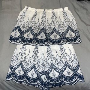 Navy/White Embroidered Set